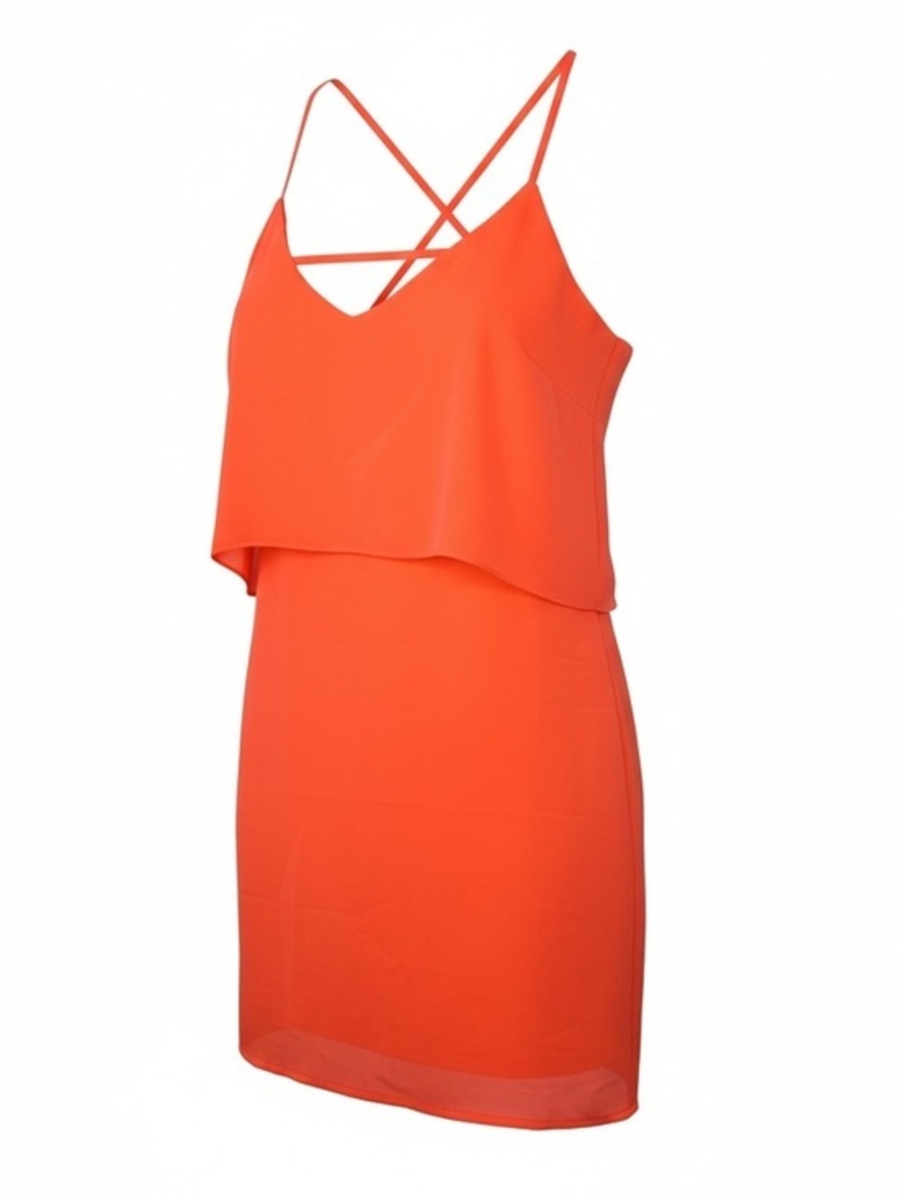 Arden B Peachy Orange Spaghetti-Strap Layered Mini Dress Size Medium